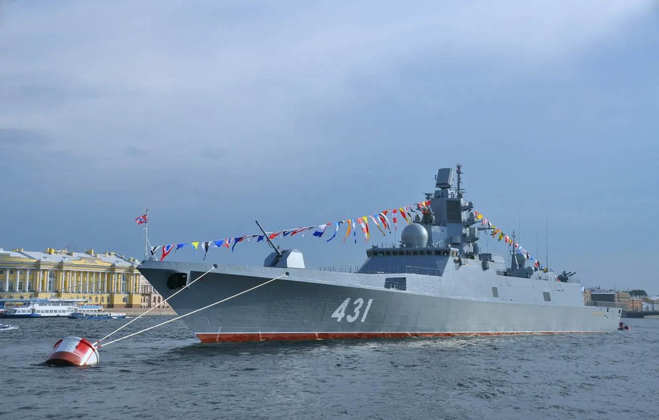 Фото обои фрегат, Парад, Адмирал Касатонов