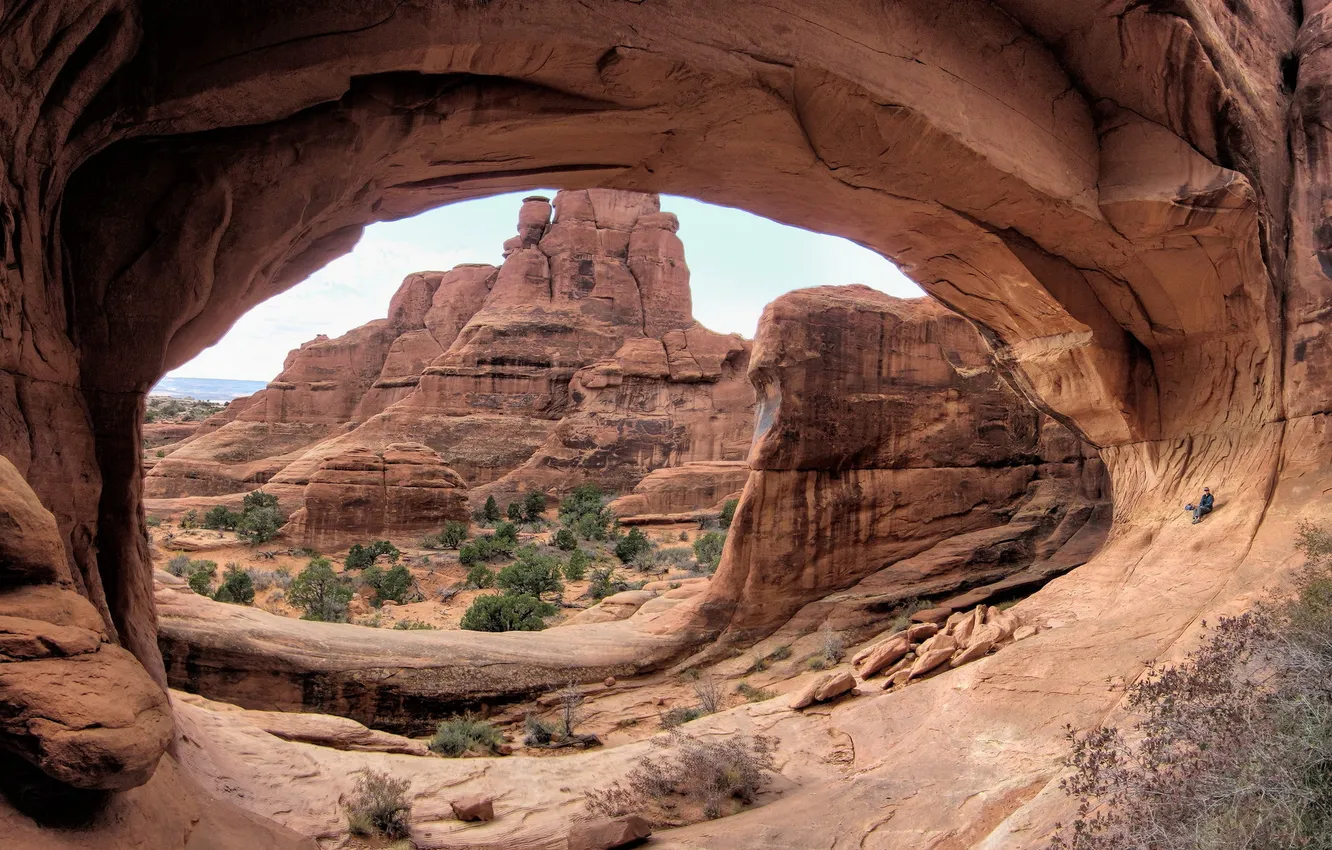 Фото обои panorama, arches national park, Tower Arch