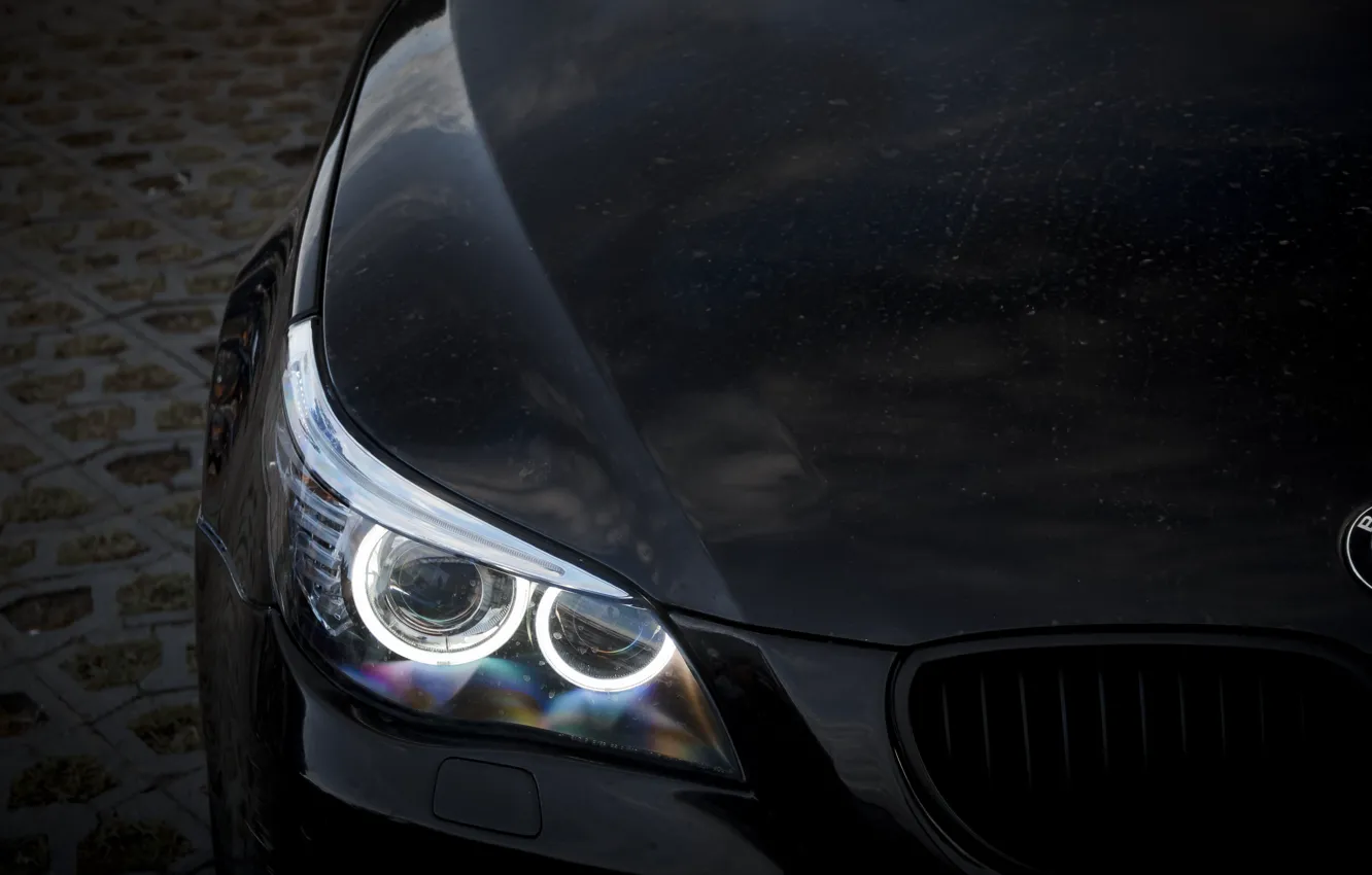 Фото обои BMW, Light, Side, E60, Sight, Angel eye