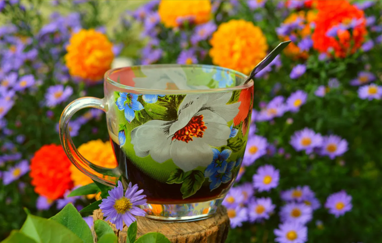 Фото обои Цветочки, Чашка, Flowers, Cup