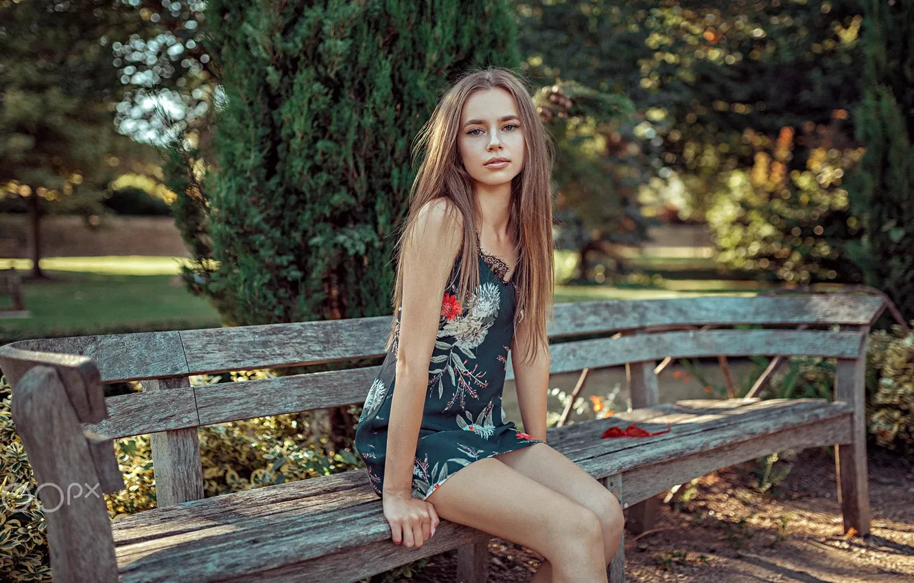 Фото обои девушка, платье, сидит, Karolina, Oliver Gibbs