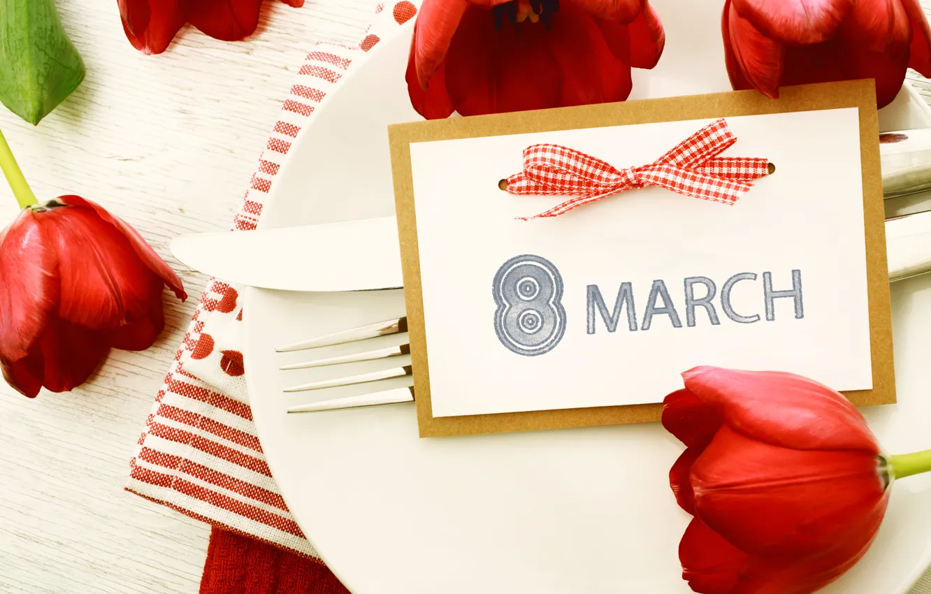 Фото обои тарелка, тюльпаны, 8 марта, Holidays, сервировка, Tulips, женский день, March 8