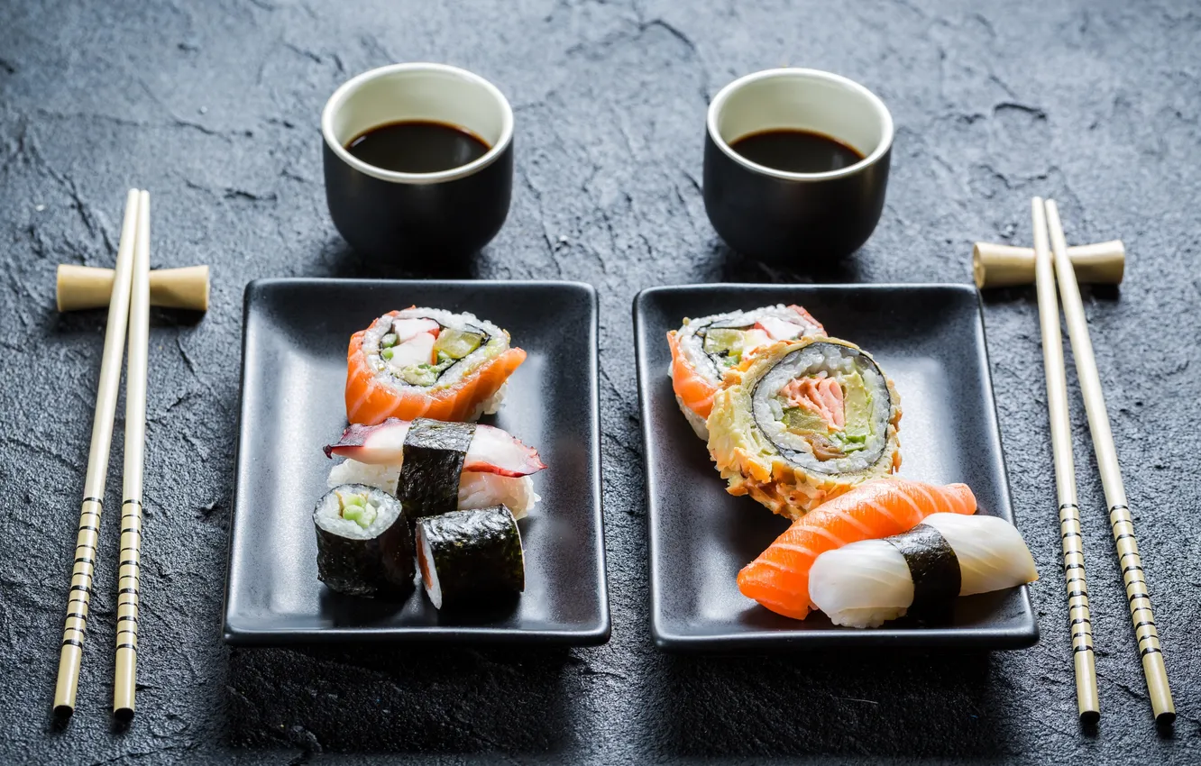 Фото обои wallpaper, Rolls, Sushi, Food, Chopsticks, Japanese Cuisine