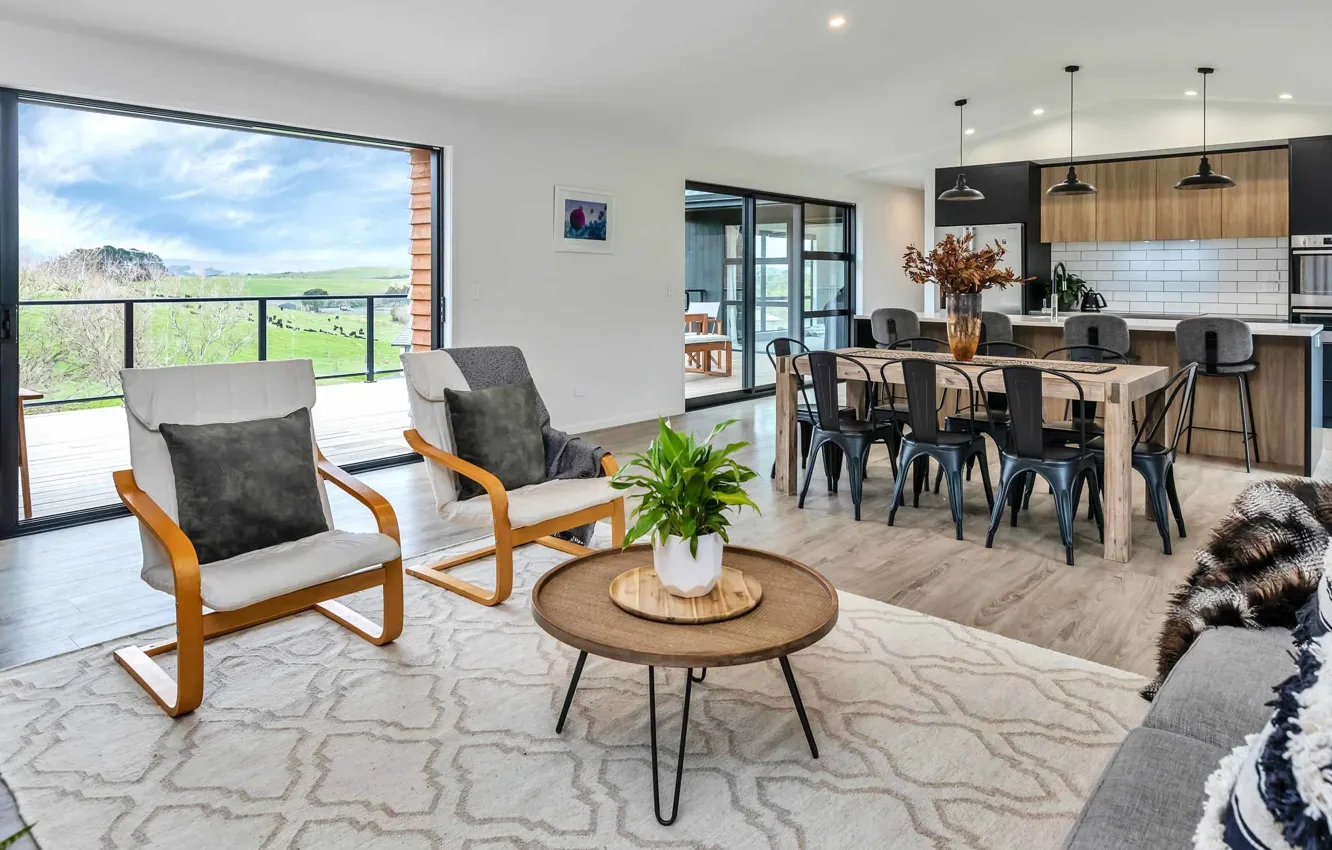 Фото обои интерьер, кухня, New Zealand, Auckland, гостиная, столовая