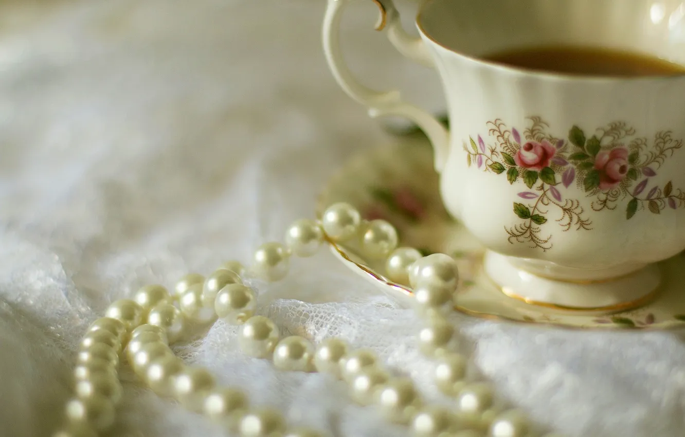 Фото обои чашка, cup, drink, tea, чая, pearls