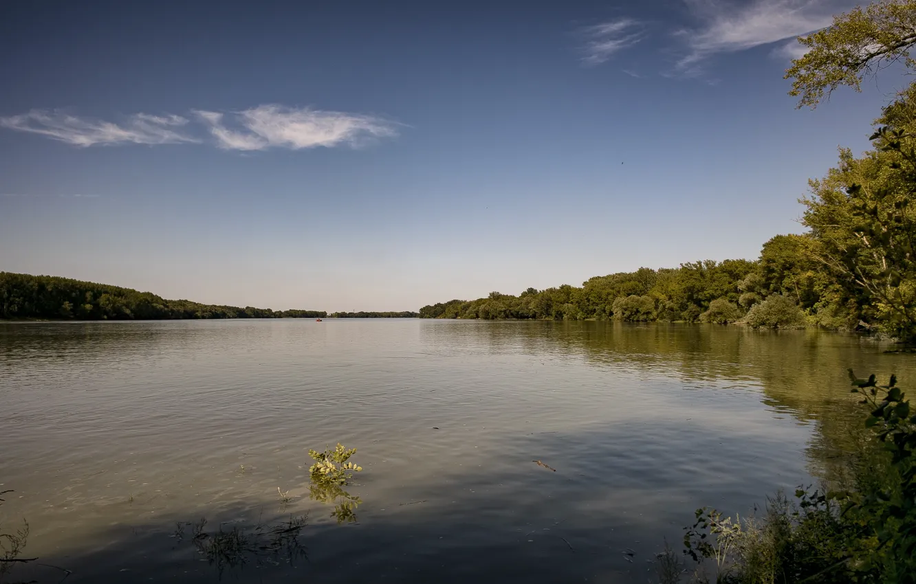 Фото обои summer, river, sky, Danube River, Danube