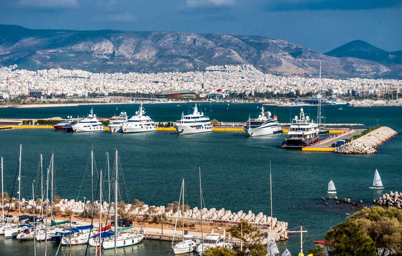 Фото обои море, Греция, sea, гавань, harbour, Greece, Pireus, Пирей