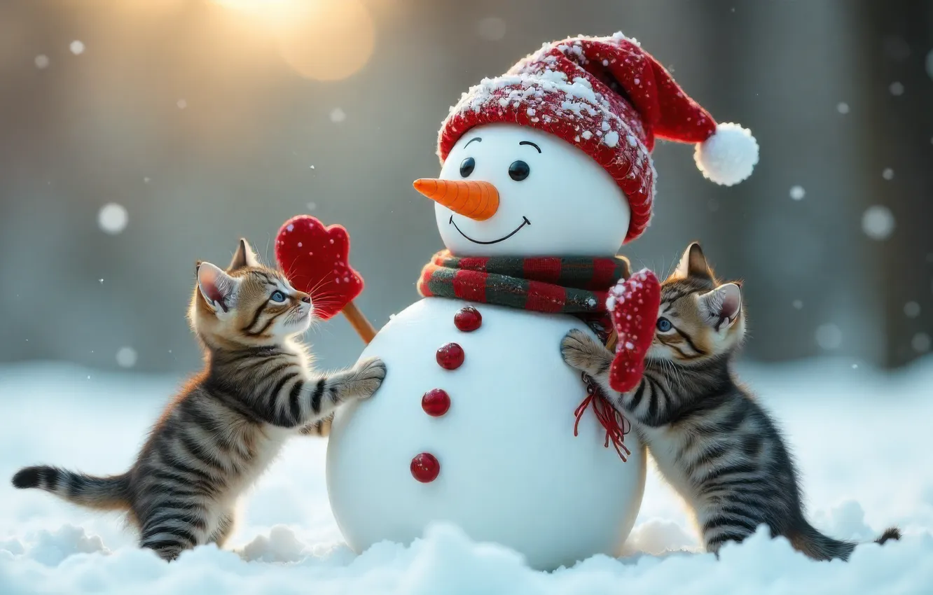 Фото обои зима, свет, снег, поза, поляна, игра, новый год, Рождество