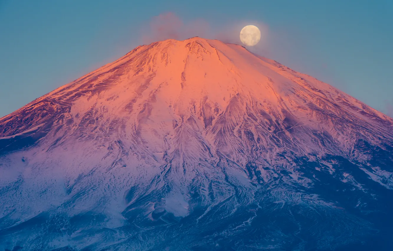 Фото обои луна, гора, вулкан, Япония, Fuji