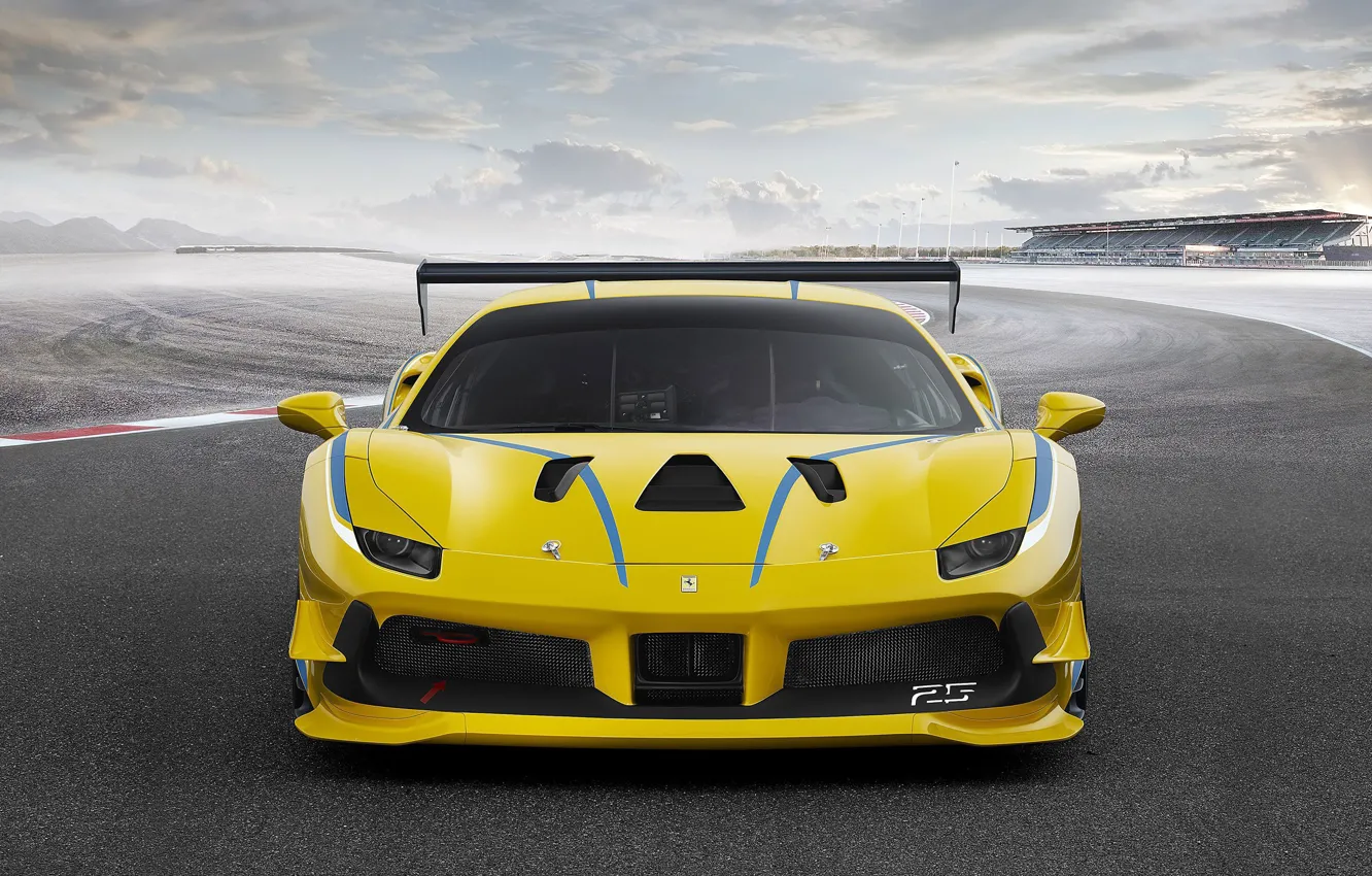 Фото обои Ferrari, logo, sky, yellow, cloud, race, speed, horse