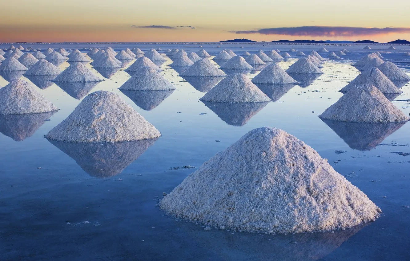 Фото обои вода, соль, Боливия, солончак