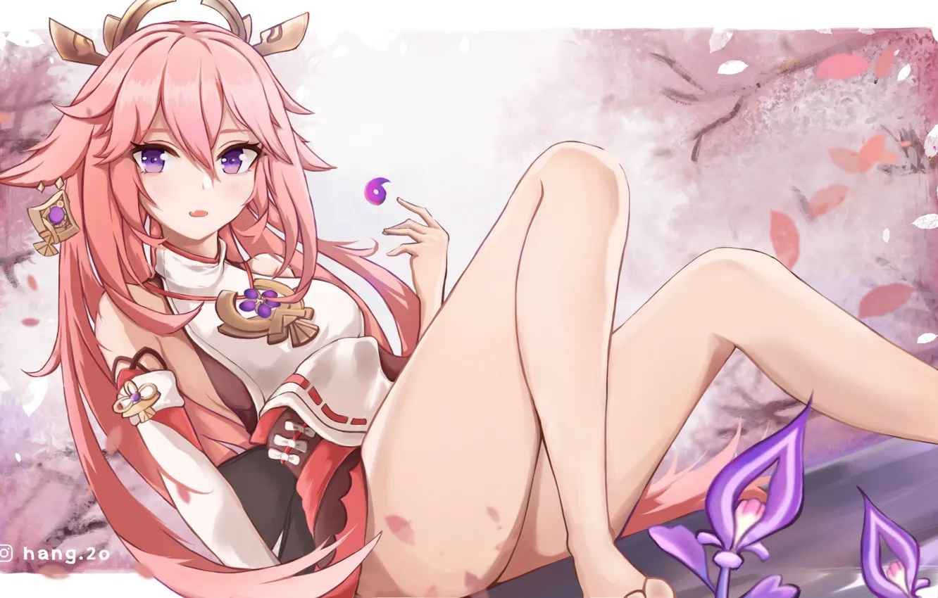 Фото обои gadis kawaii, dampak genshin, yae miko genshin impact