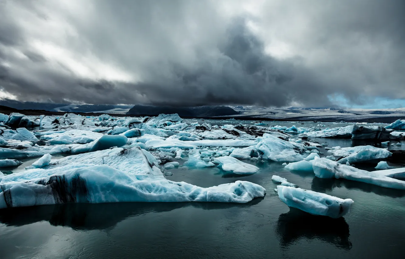 Фото обои тучи, Исландия, айсберги