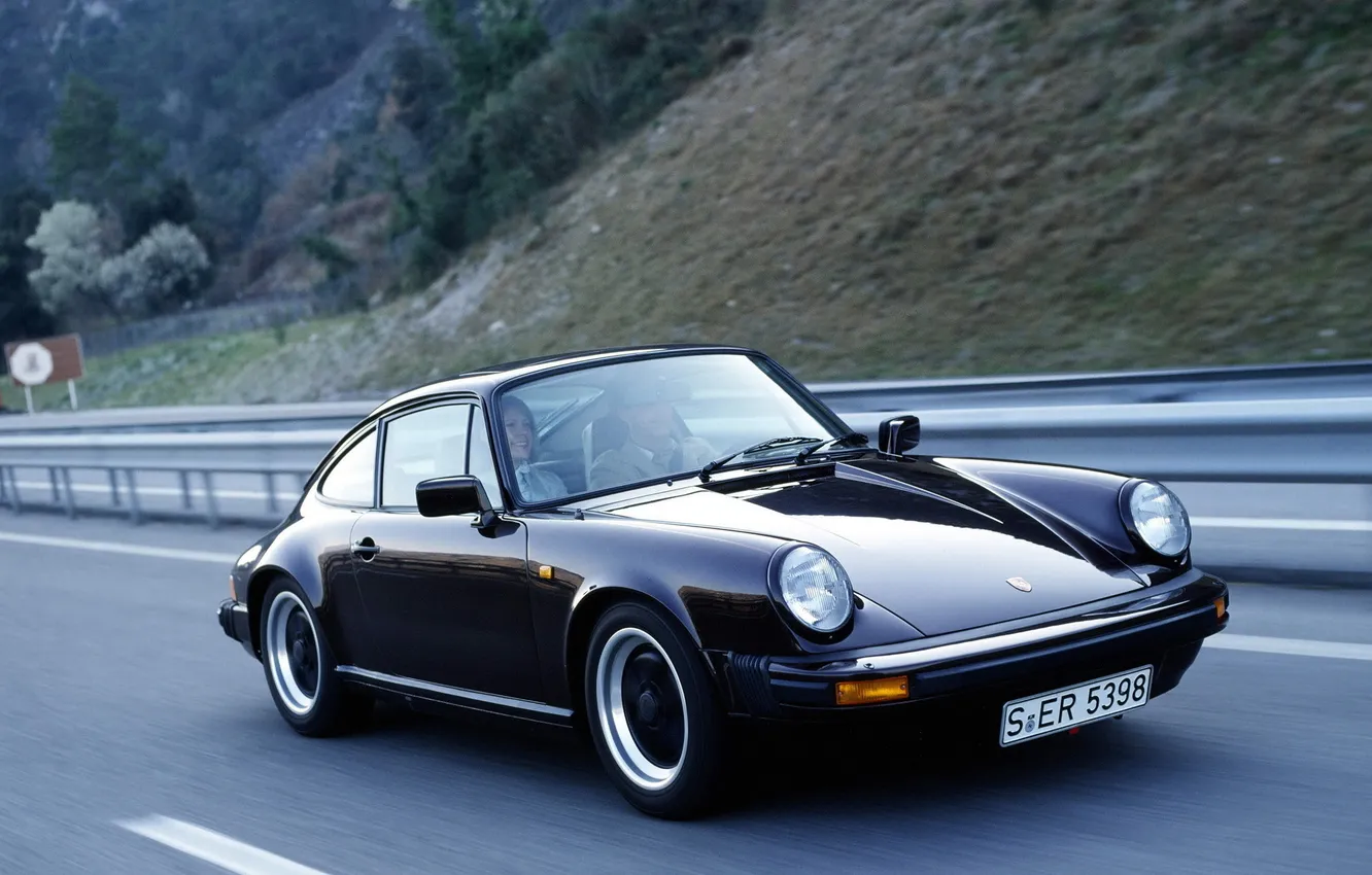 Фото обои 911, Porsche, black, road, auto, walls, speed