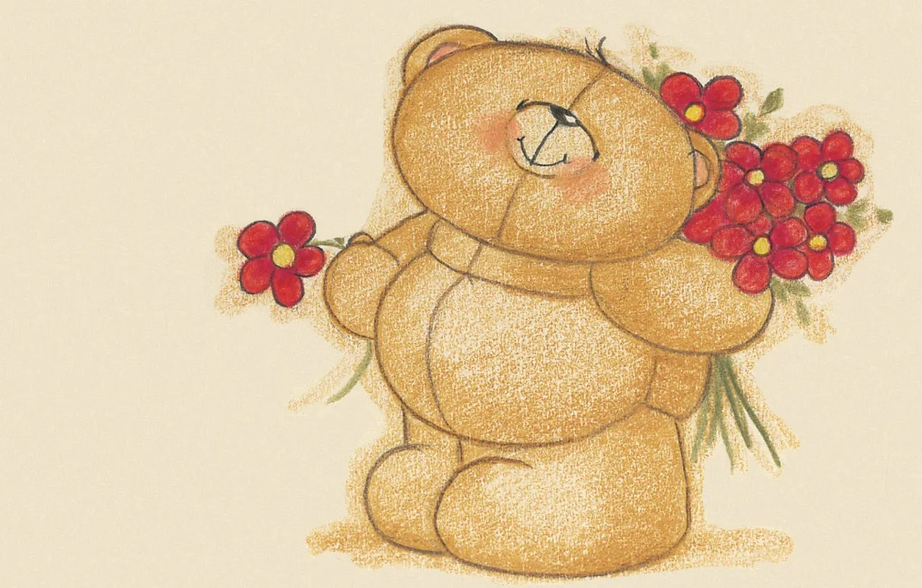 Фото обои цветы, настроение, подарок, арт, мишка, букетик, детская, Forever Friends Deckchair bear