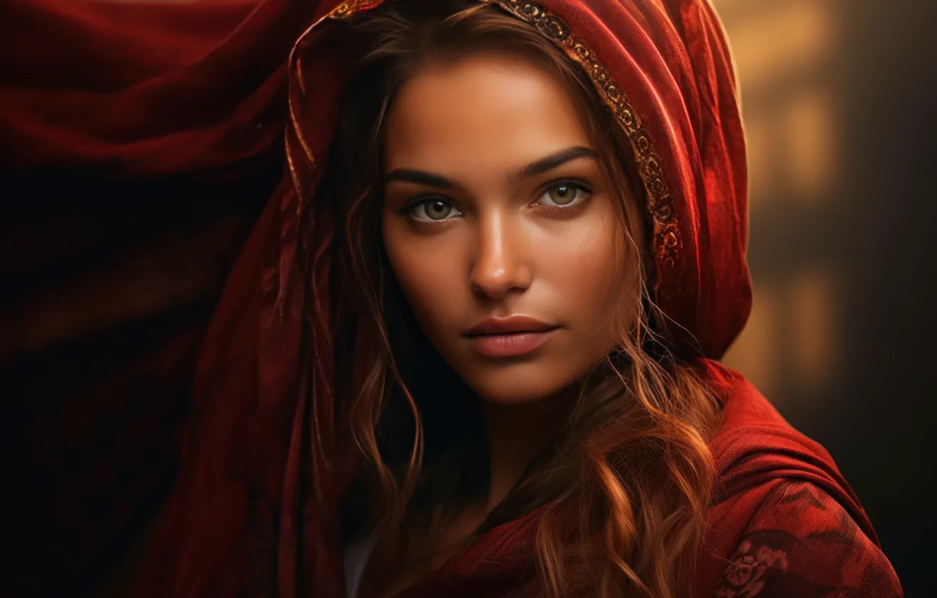 Фото обои взгляд, девушка, лицо, темный фон, портрет, макияж, наряд, смуглая