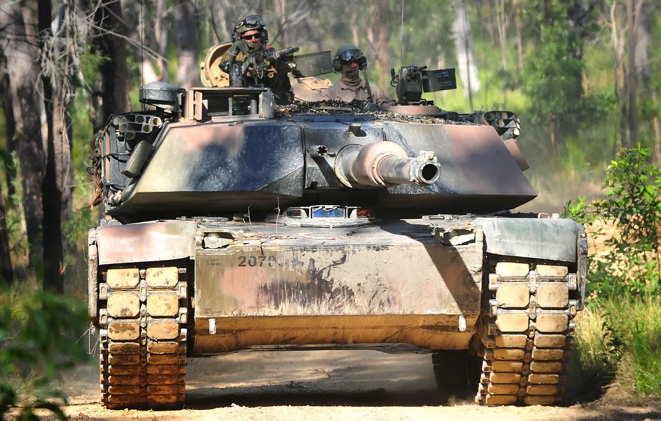 Фото обои дорога, оружие, танк