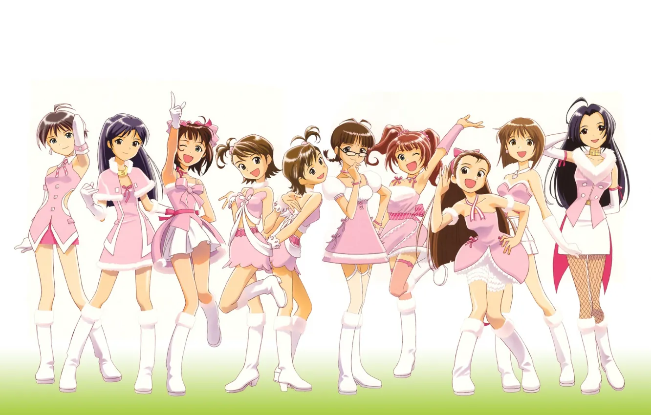 Фото обои девочки, аниме, Ritsuko Akizuki, Haruka Amami, Yayoi Takatsuki, Azusa Miura, Iori Minase, Ami Futami