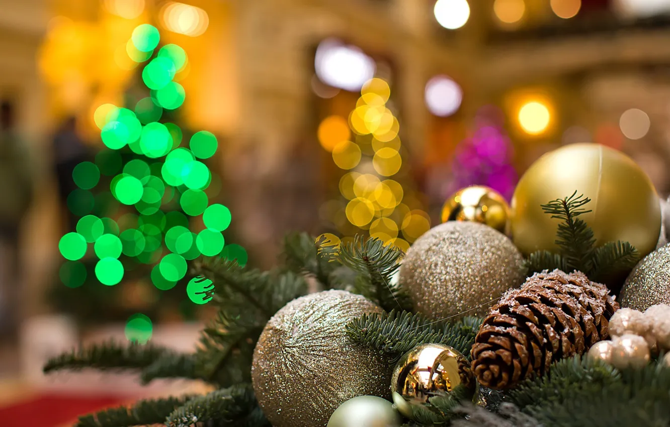 Фото обои шарики, украшения, праздник, Новый Год, Рождество, Christmas, New Year