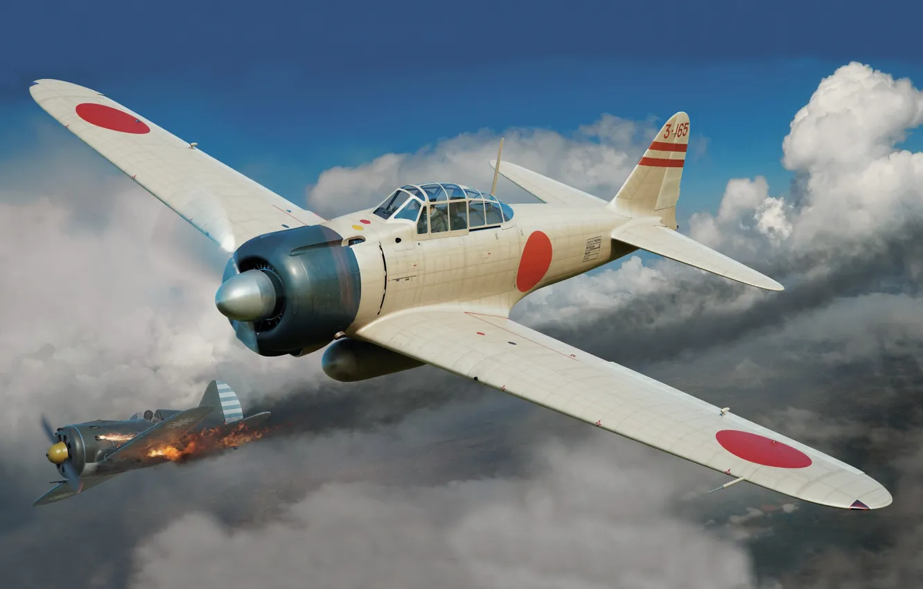 Фото обои Япония, Истребитель, Боевой самолёт, A6M2 Zero, Палубная авиация, A6M2 тип 11