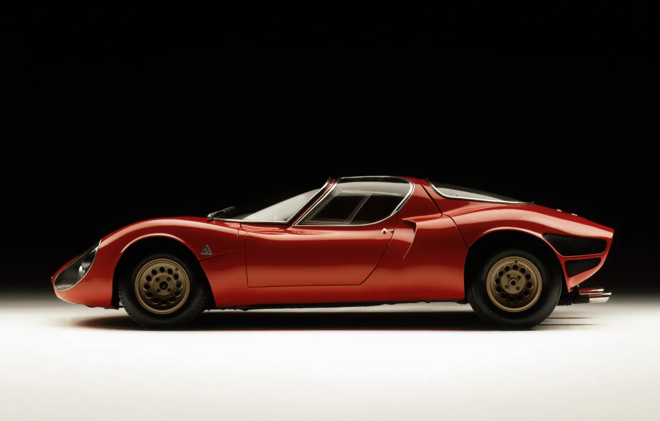 Фото обои Alfa Romeo, 1967, profile, 33 Stradale, Tipo 33, Alfa Romeo 33 Stradale Prototipo