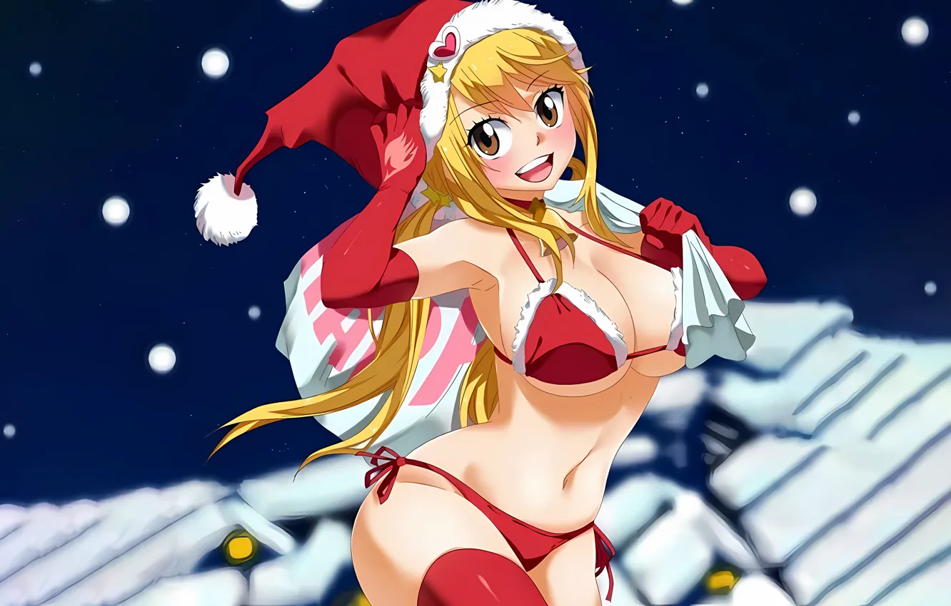 Фото обои girl, christmas, sexy, lingerie, pantsu, bra, cleavage, panties