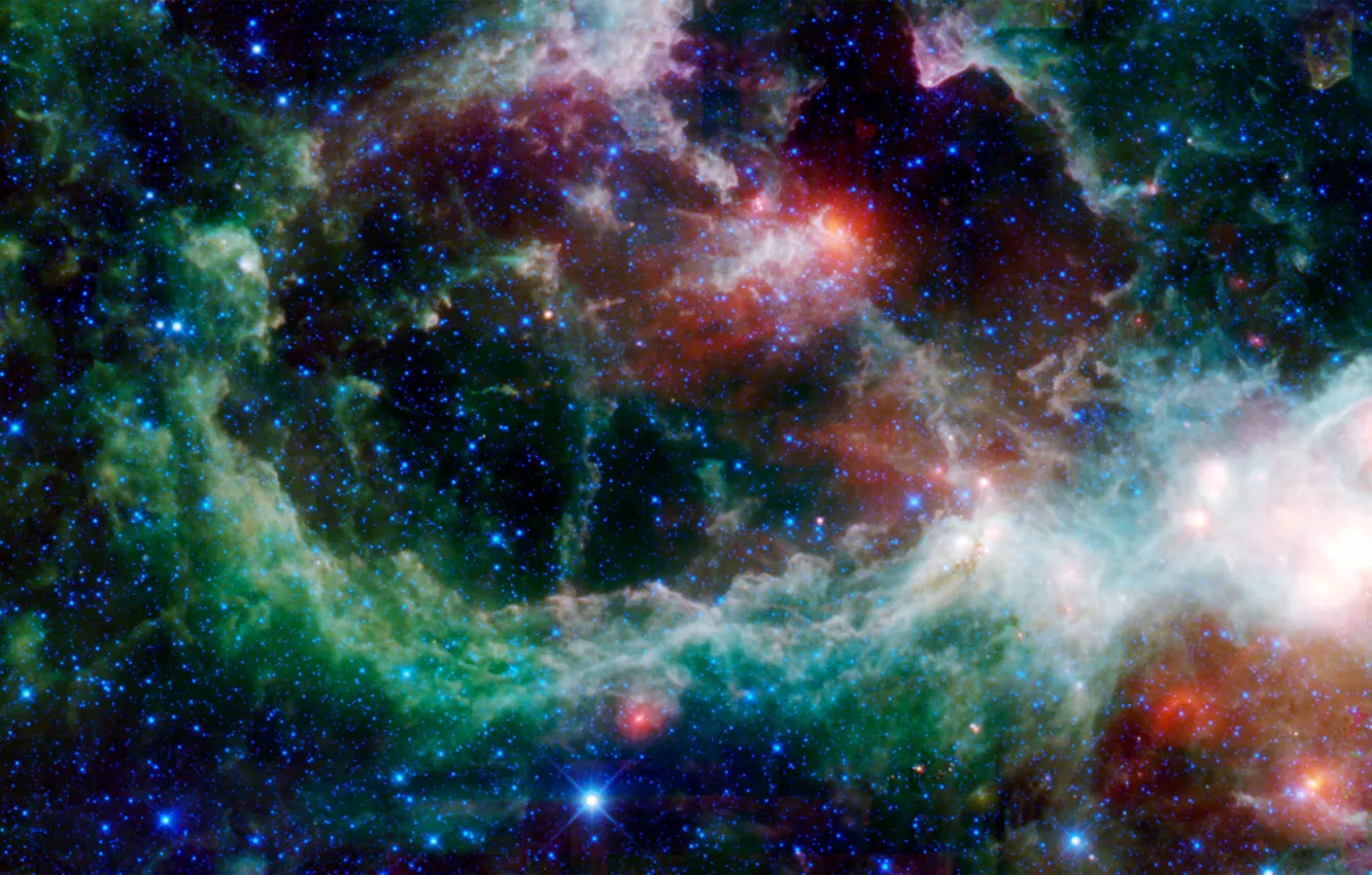 Фото обои космос, звезды, star formation, nebula Heart, туманность Heart