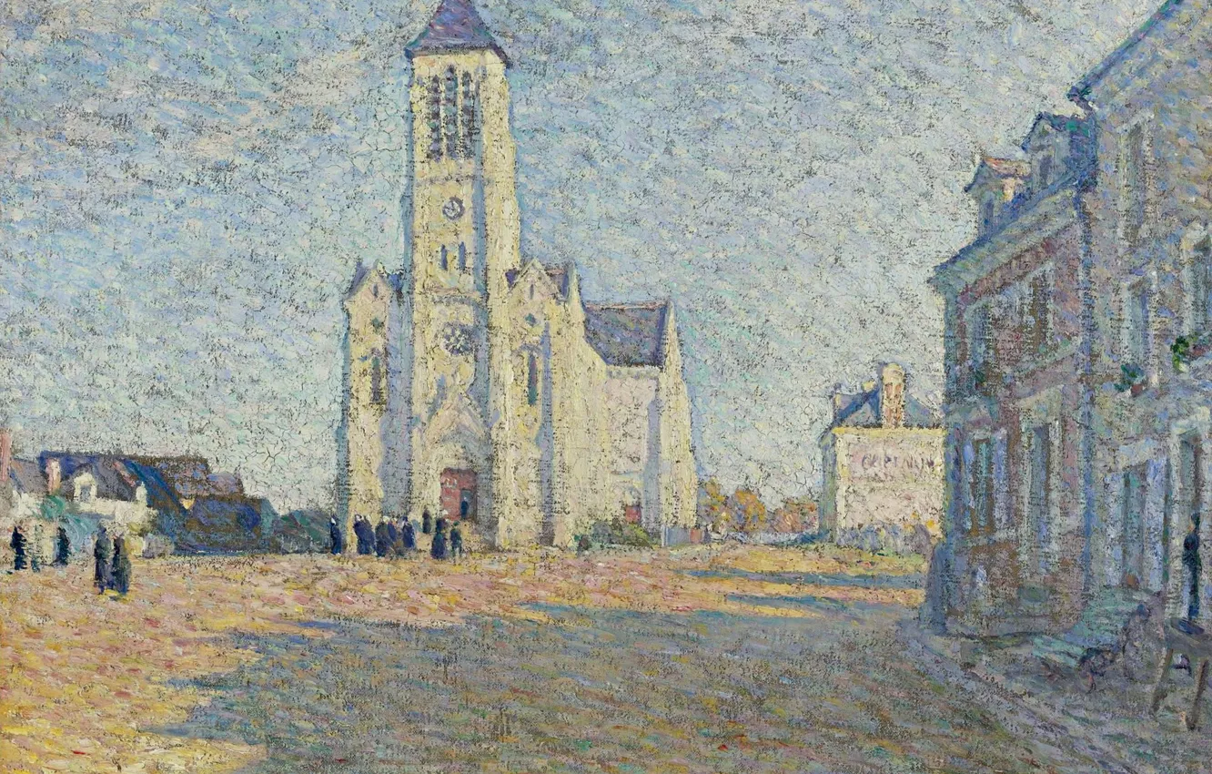 Фото обои картина, городской пейзаж, Henri Lebasque, Анри Лебаск, Церковь в Деревне