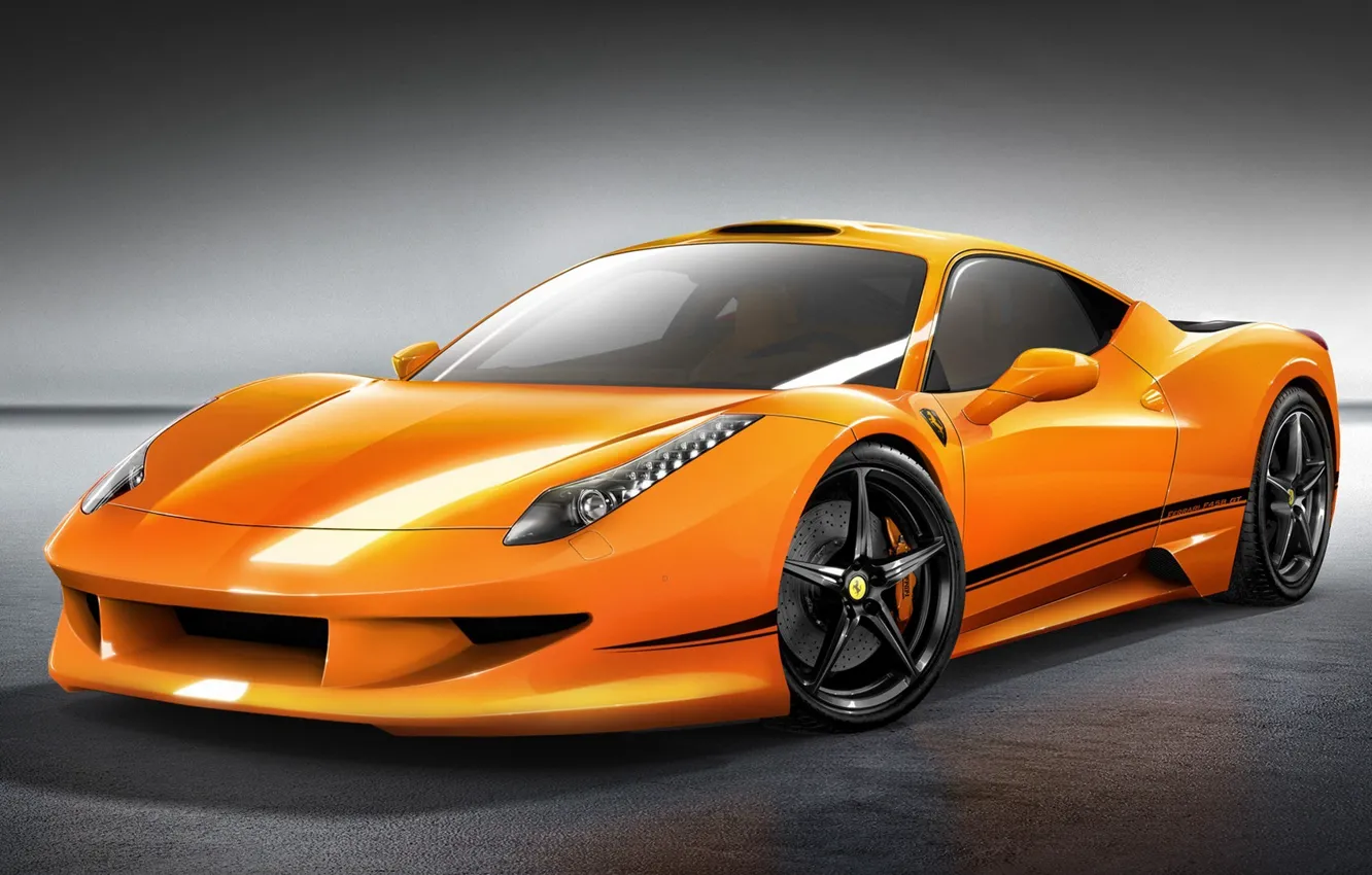 Фото обои car, машина, авто, оранжевая, Феррари, Ferrari, суперкар, supercar