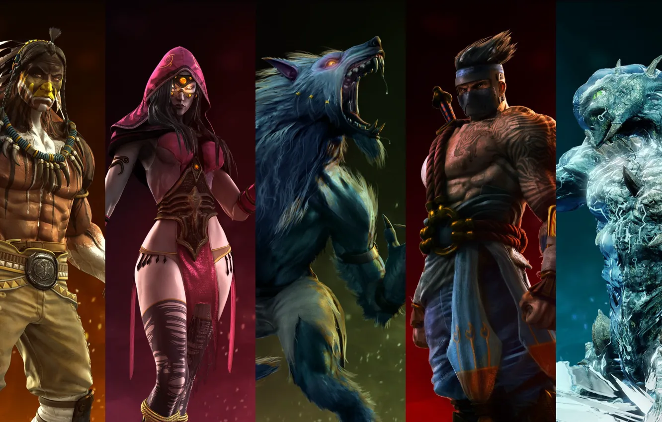 Фото обои characters, Killer Instinct, Sadira, Chief Thunder, Glacius, Jago, compilation, Sabrewulf