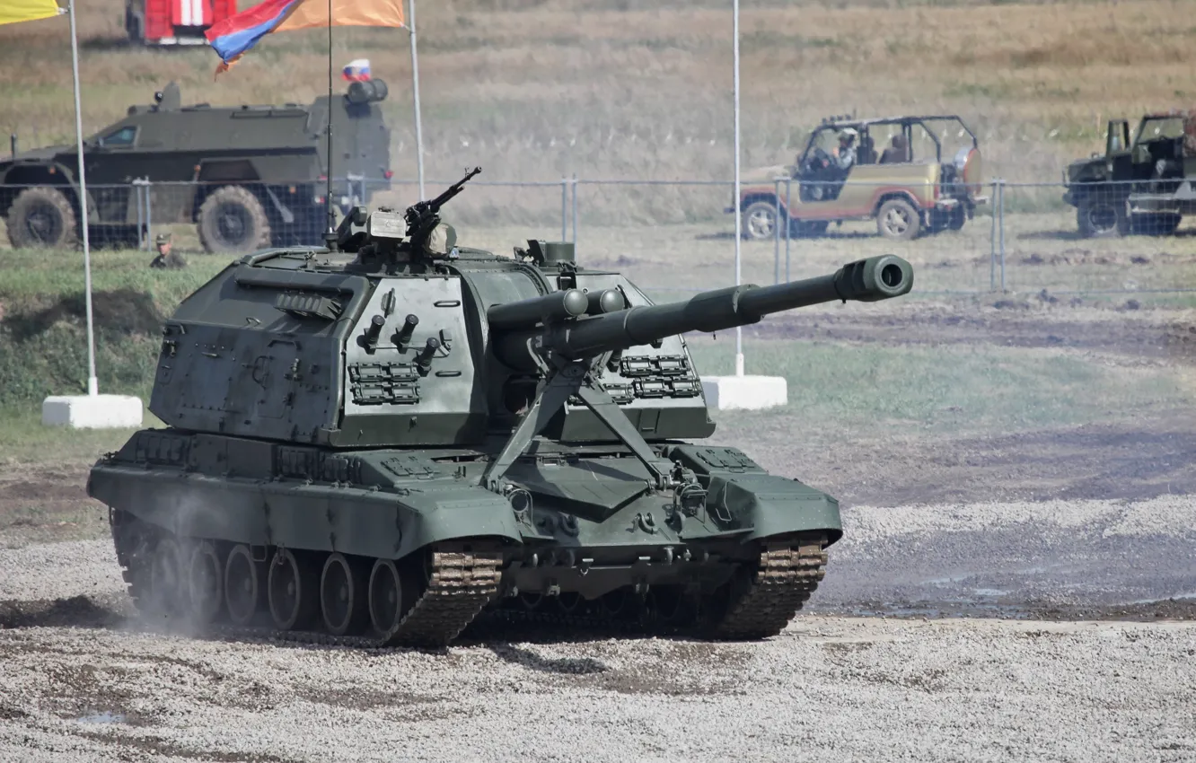 Фото обои оружие, полигон, САУ, Мста-С, артилерия, 2с19, армия России