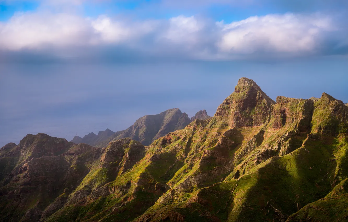 Фото обои облака, горы, Испания, Tenerife, Anaga