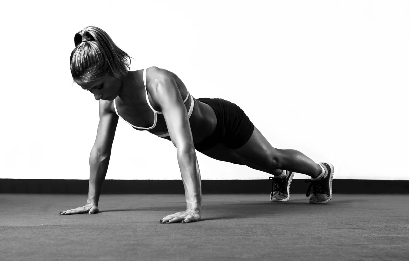 Фото обои fitness, white and black, pushups