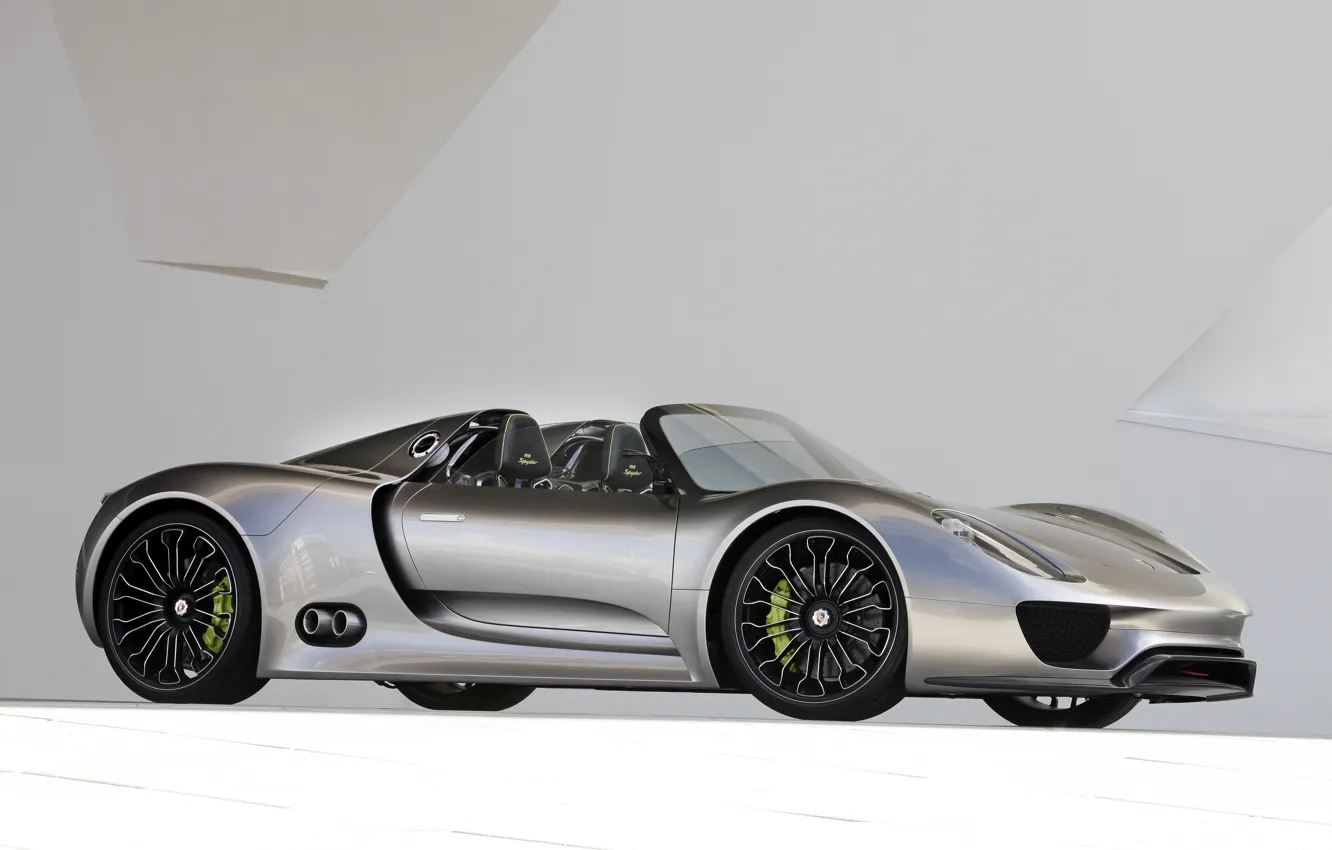 Фото обои Porsche, серебристый, концепт-кар, порше, Porsche 918 Spyder Concept