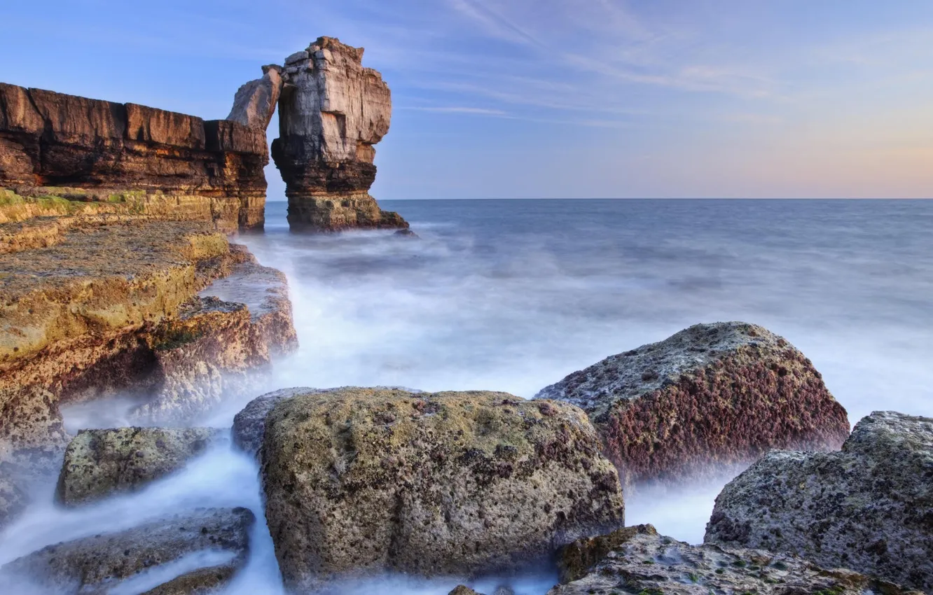 Фото обои море, камни, скалы, Англия, Дорсет