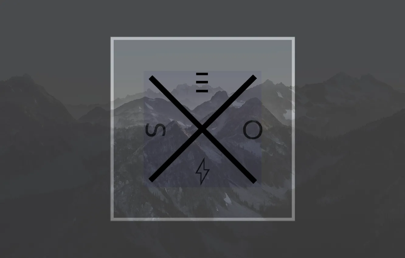 Фото обои Горы, Логотип, квадрат, минималзим