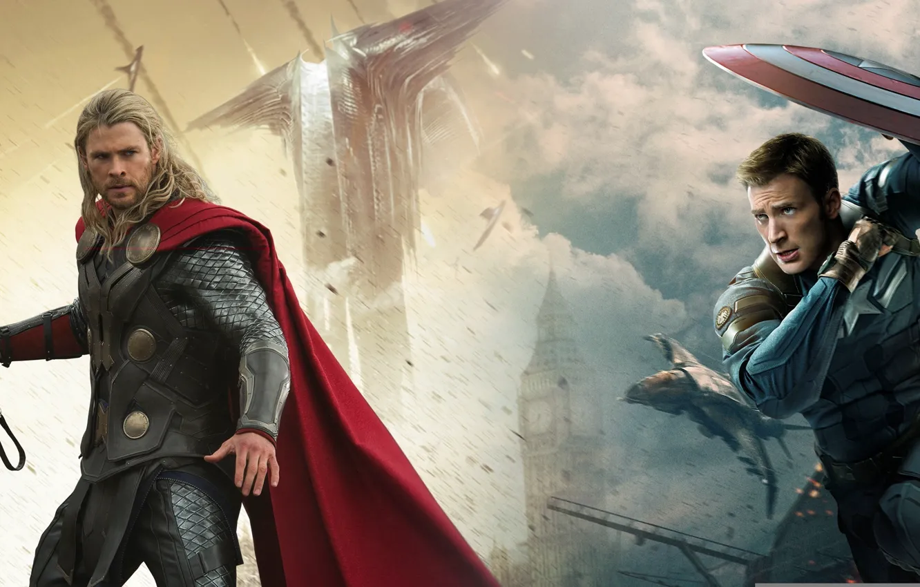 Фото обои марвел, Капитан Америка, супергерои, Тор