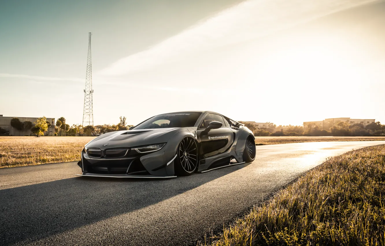 Фото обои BMW, Front, Road, Liberty Walk, BMW i8, BMW i8 LB