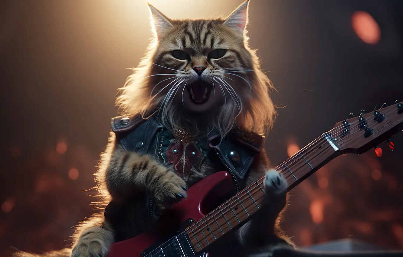 Фото обои кошка, кот, цифровое искусство, ИИ-арт, Искусство искусственного интеллекта, НЕЙРОСЕТЬ