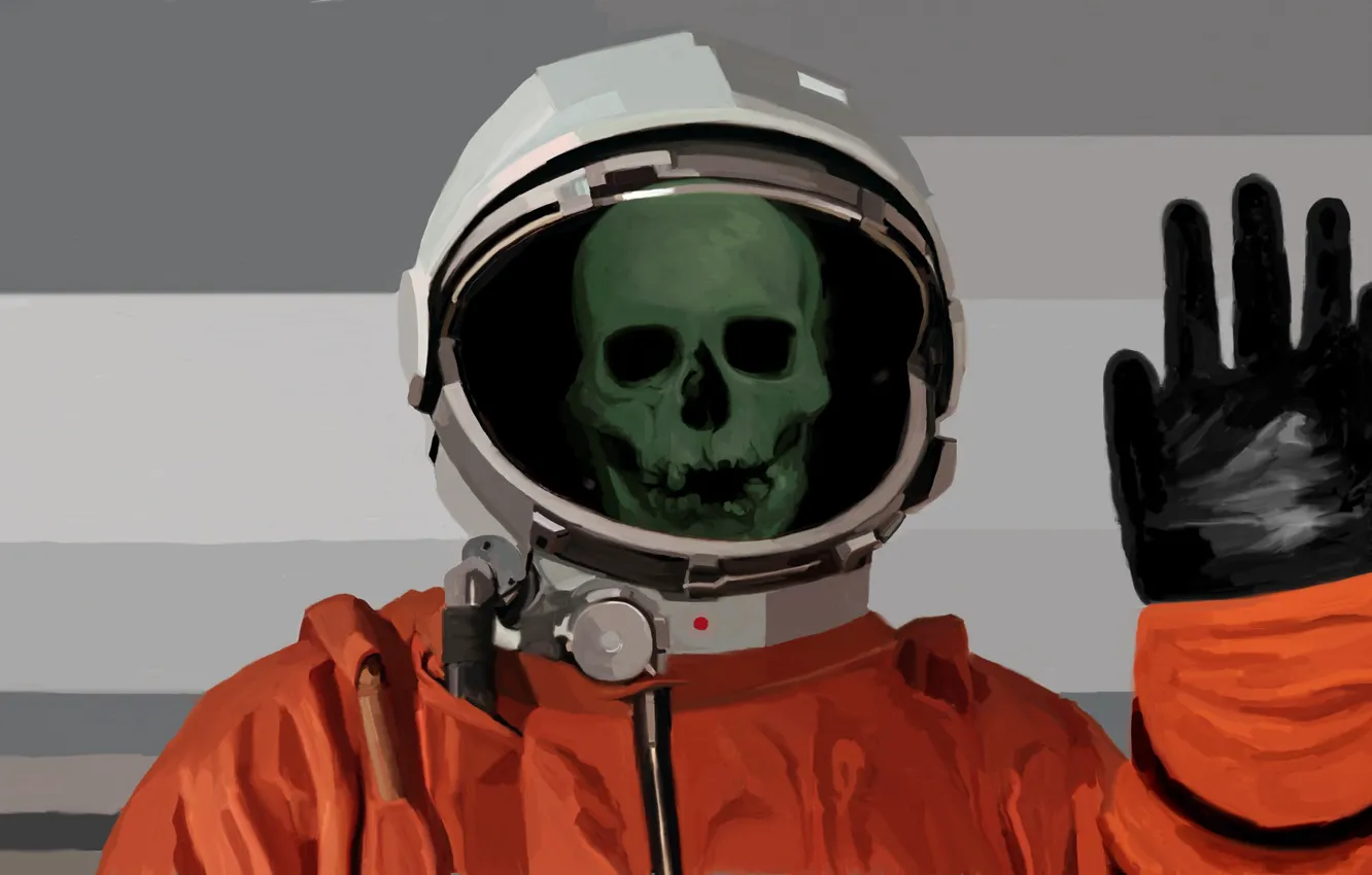 Фото обои череп, космонавт, скафандр, костюм