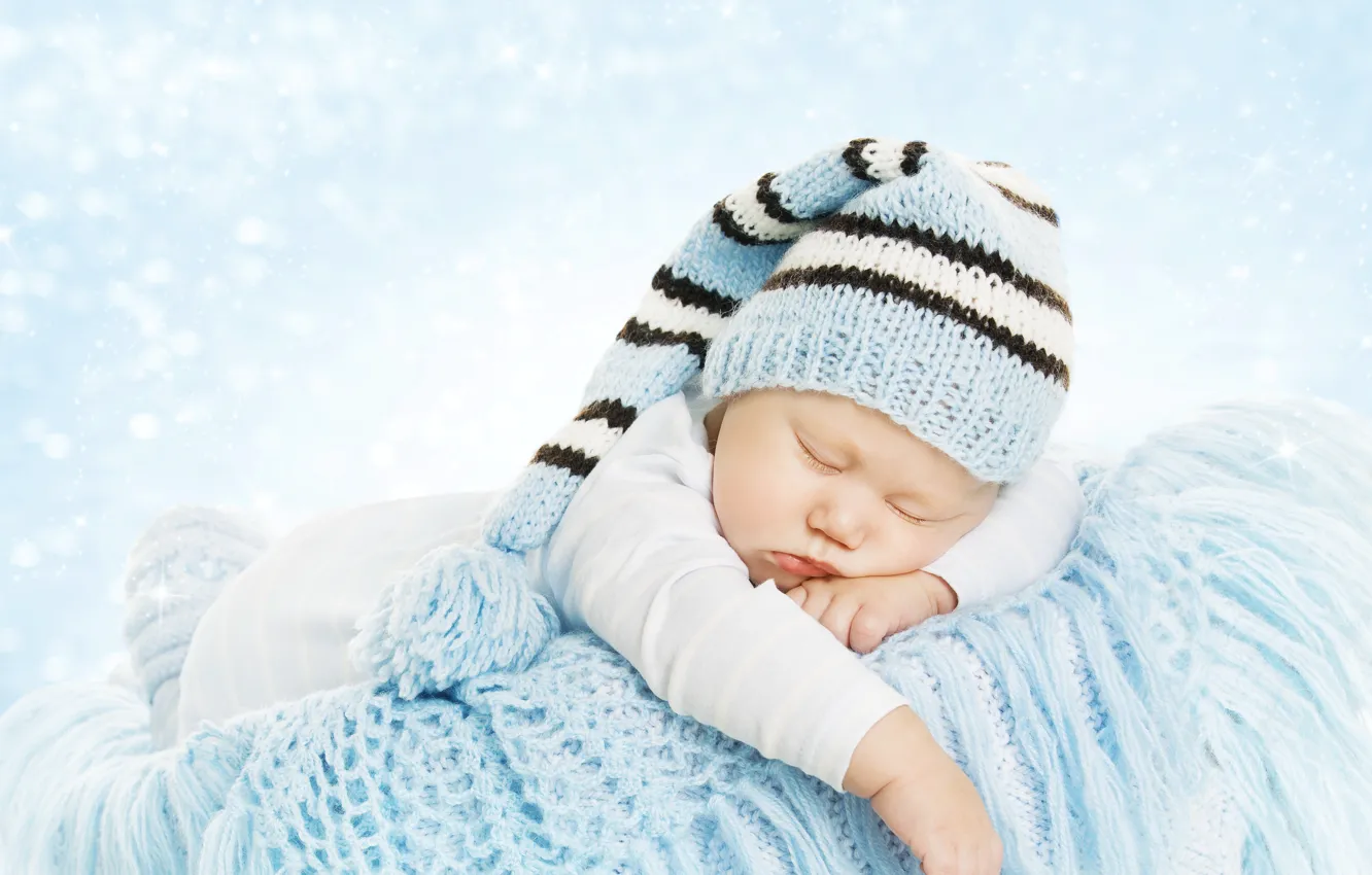 Фото обои сон, мальчик, спит, плед, корзинка, шапочка, Inara Prusakova