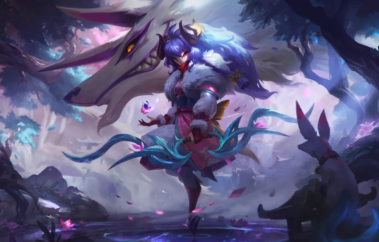 Фото обои League of Legends, Skin, Kindred, Spirit Blossom