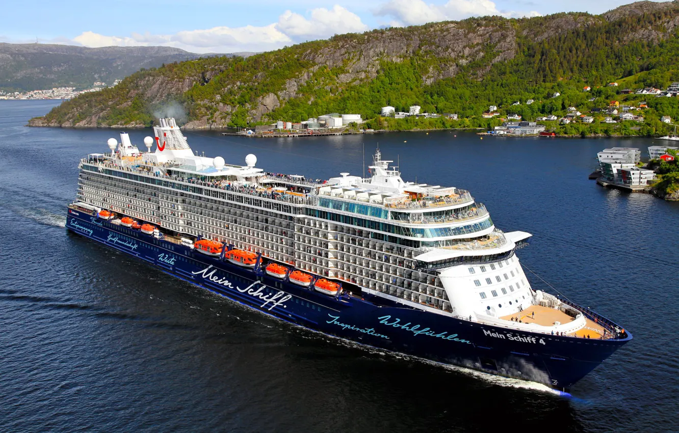 Фото обои Море, Лайнер, Судно, Пассажирский, На ходу, Пассажирский лайнер, Mein, TUI Cruises