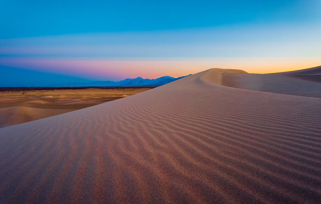 Фото обои sunset, mountain, sand, usa, nevada, armagosa dunes