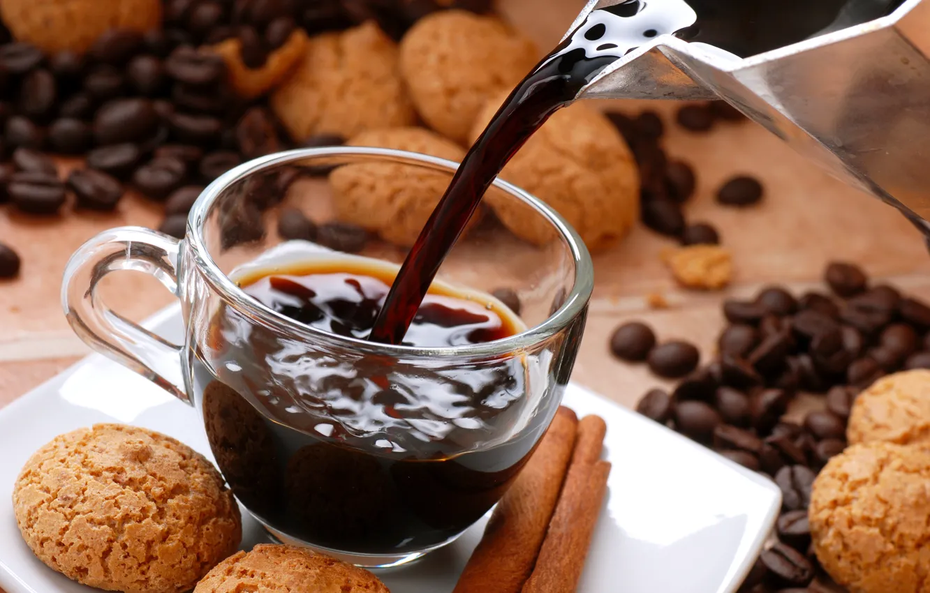 Фото обои кофе, зерна, печенье, hot, выпечка, background, Coffee, Grain