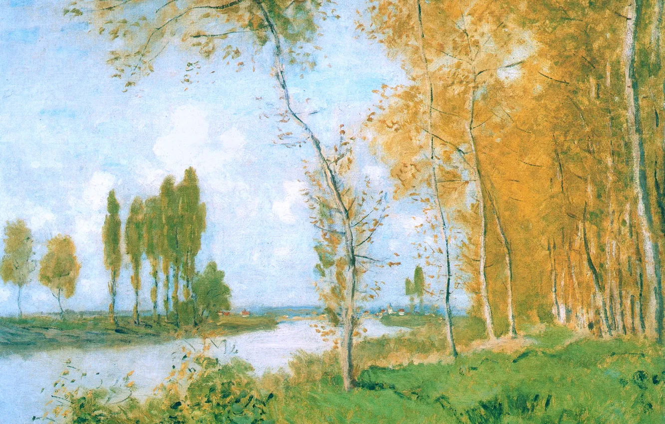 Фото обои пейзаж, картина, Клод Моне, Весна в Аржатнёе