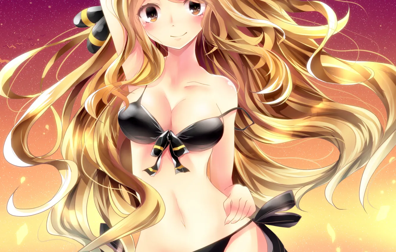 Фото обои girl, sexy, cleavage, long hair, boobs, anime, beautiful, pretty
