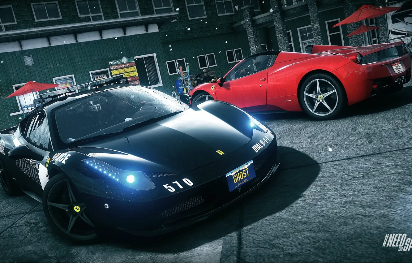 Фото обои spider, Ferrari, Need for Speed, nfs, police, 2013, pursuit, 458 Italia