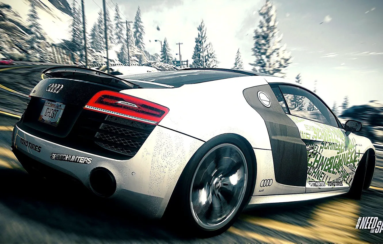 Фото обои Audi R8, Drift, Race, Mountain, Road, NFS Rivals Wallpaper