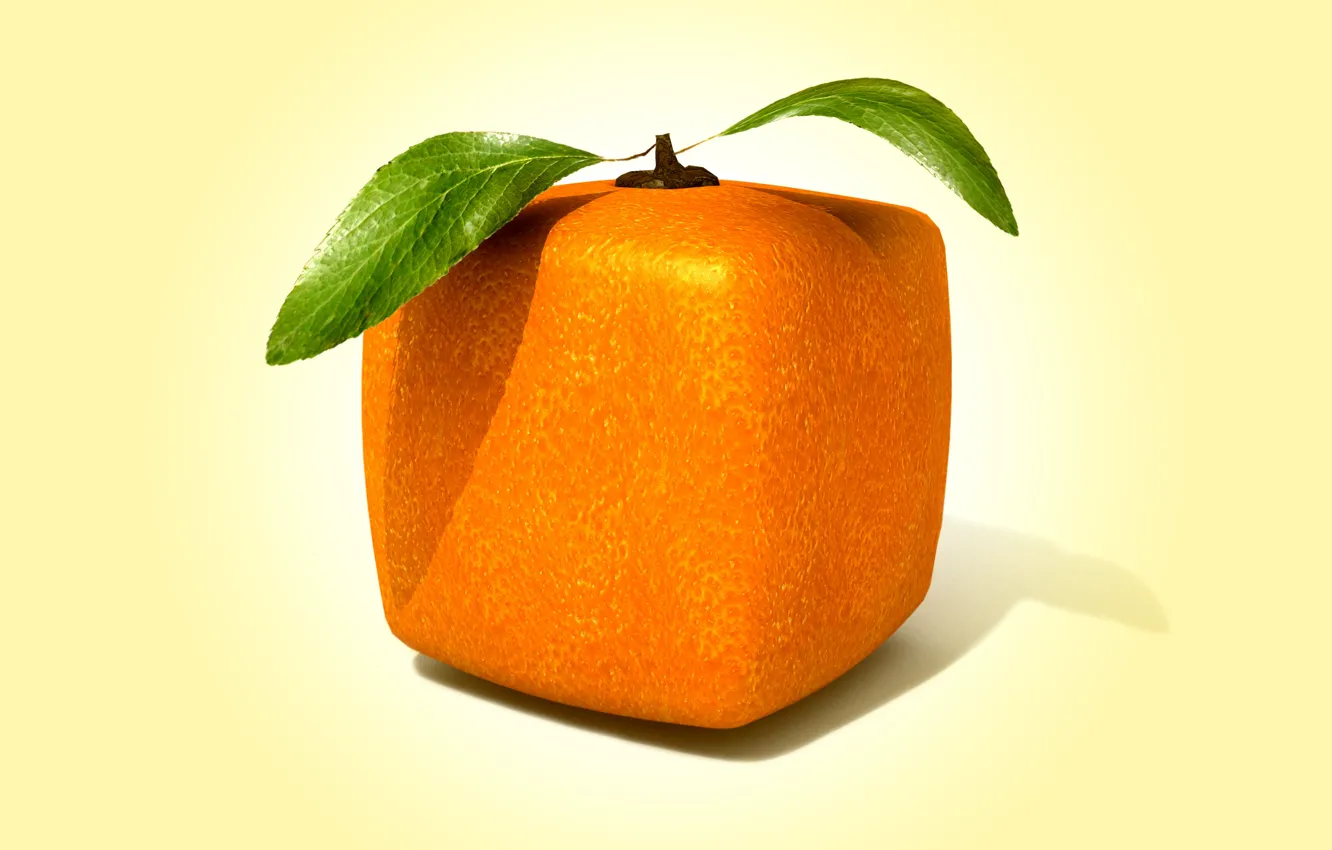 Фото обои рендеринг, square, orange, cube, квадратный апельсин